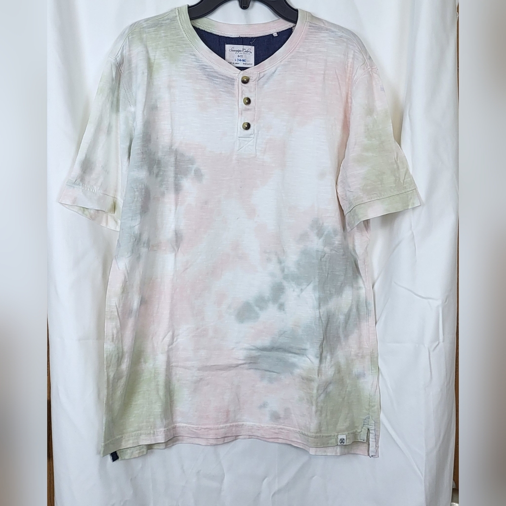 Sovereign Code Boys Tie Dye 3-Button Round Neck Henley Short Sleeve Tee L 14/16